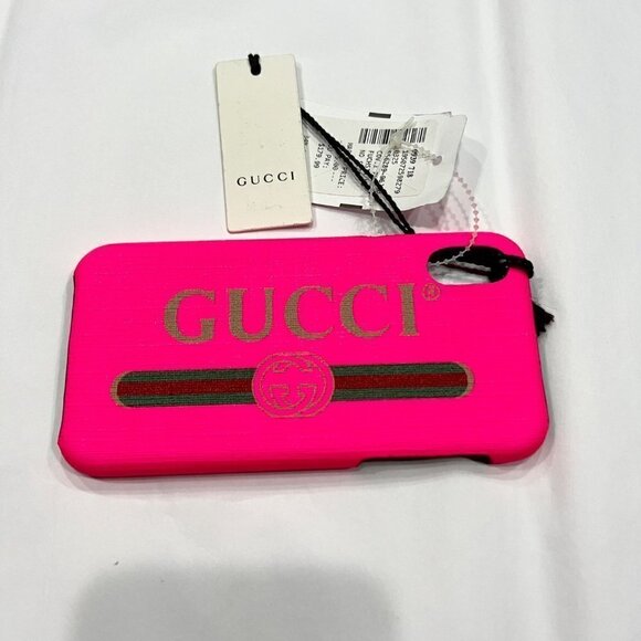 Gucci Authentic NWOB IPhone X/XS case in Fluorescent pink logo - Picture 2 of 8
